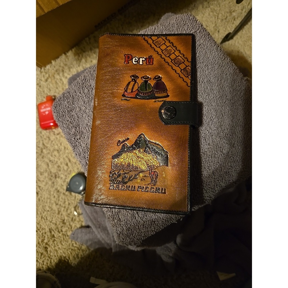 handmade,‎ tooled leather souvenir wallet or document holder from Per